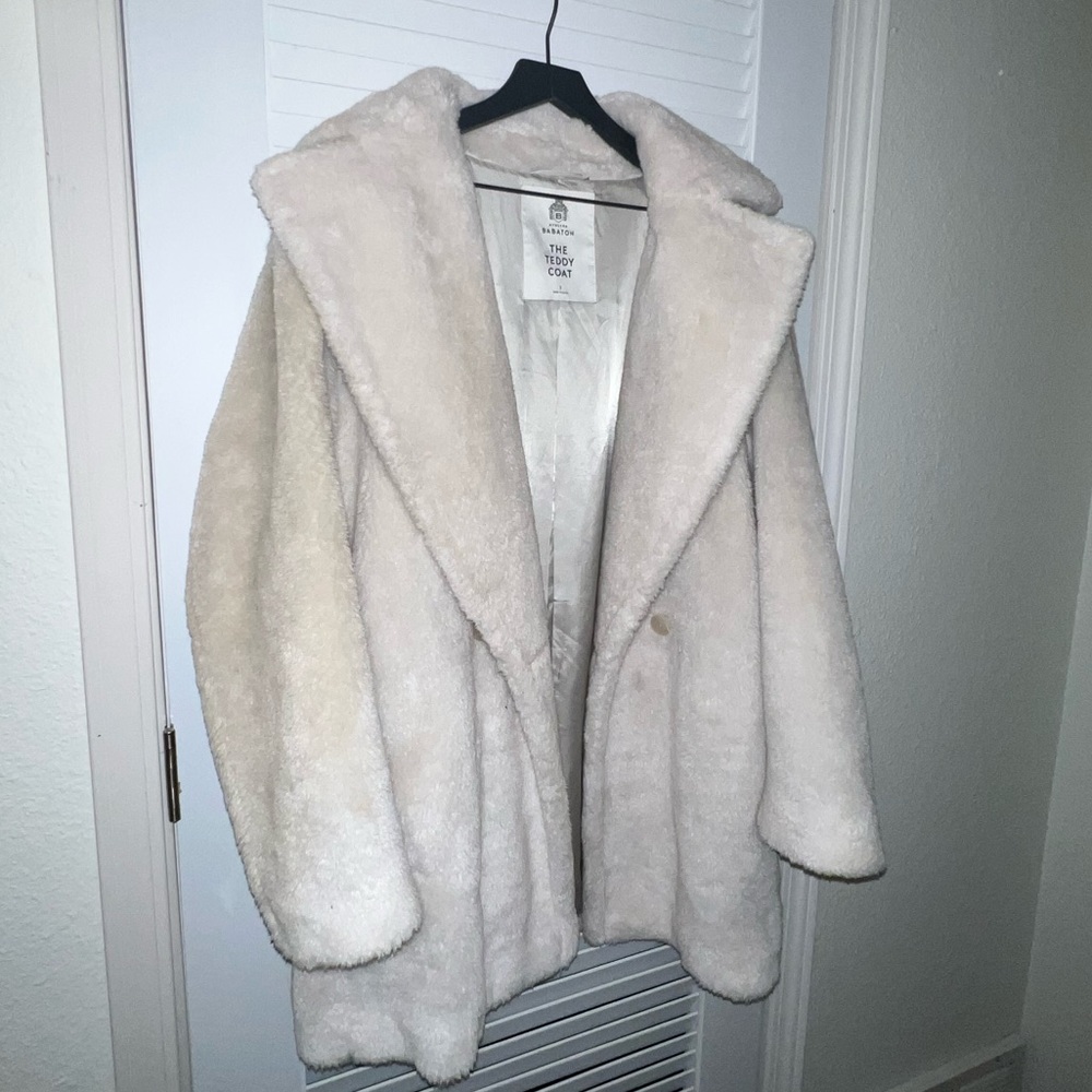 Babaton cream colored fuzzy teddy coat